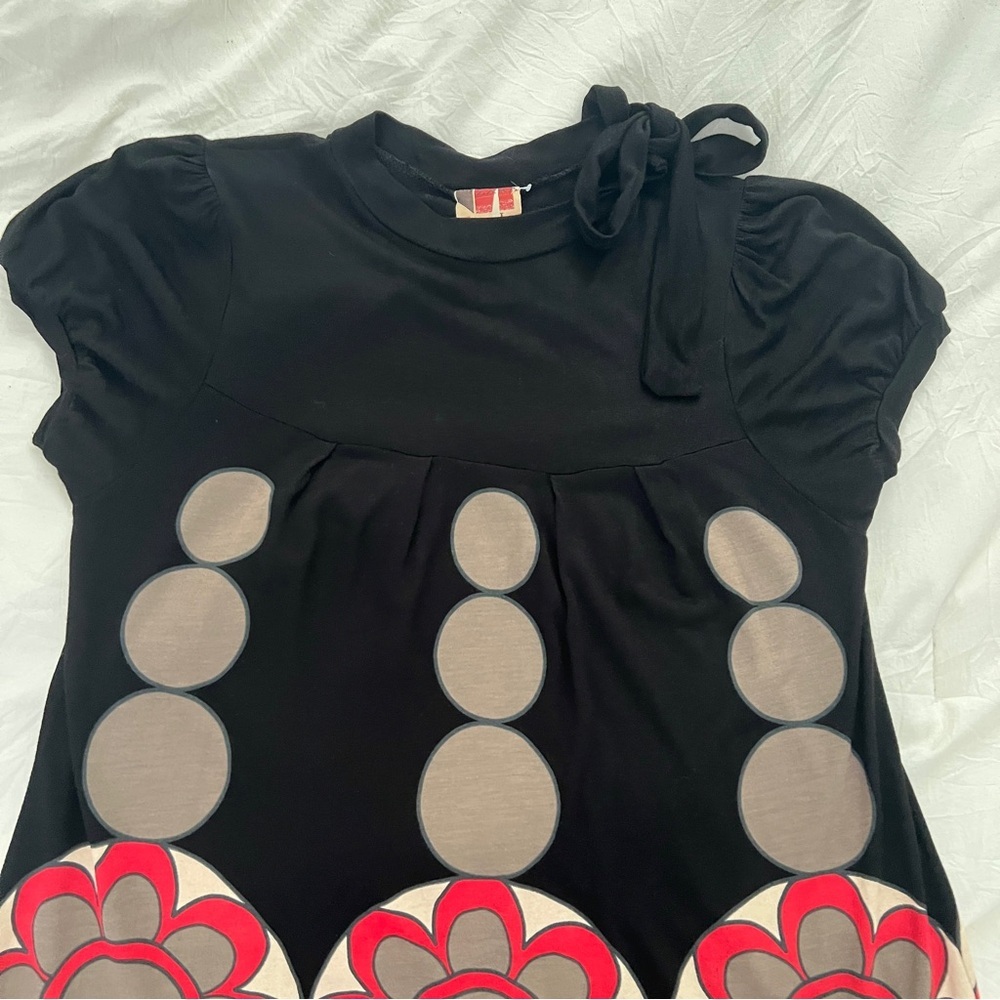 Zara floral polka dots vintage style tunic dress Black and Red Floral LARGE NEW - Picture 4 of 10